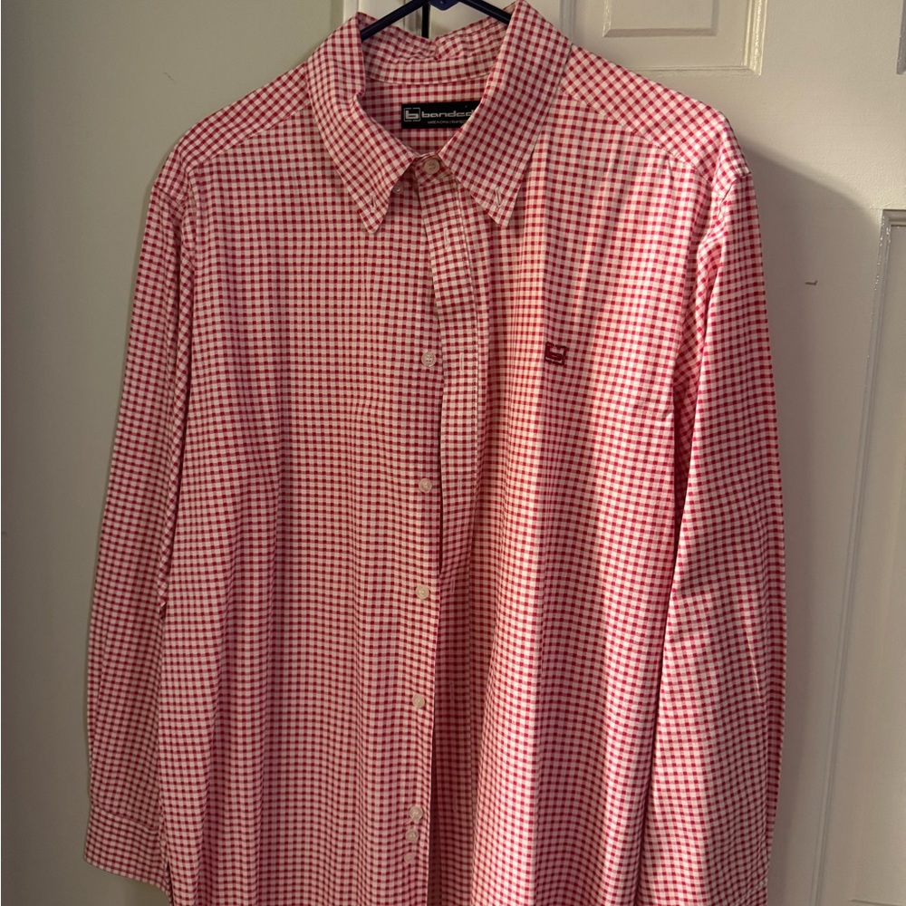 Men’s Banded Red Gingham Shirt